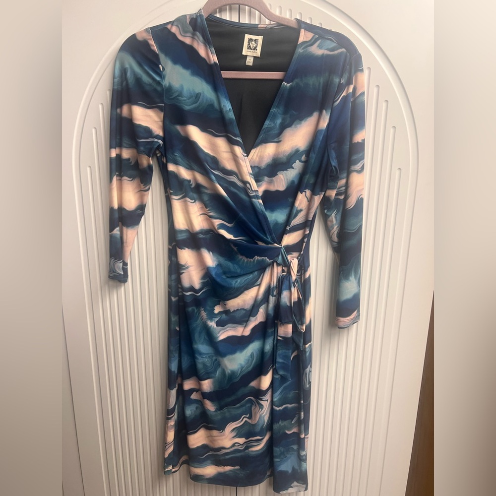 Anne Klein Blue and Pink Wrap Dress petite small